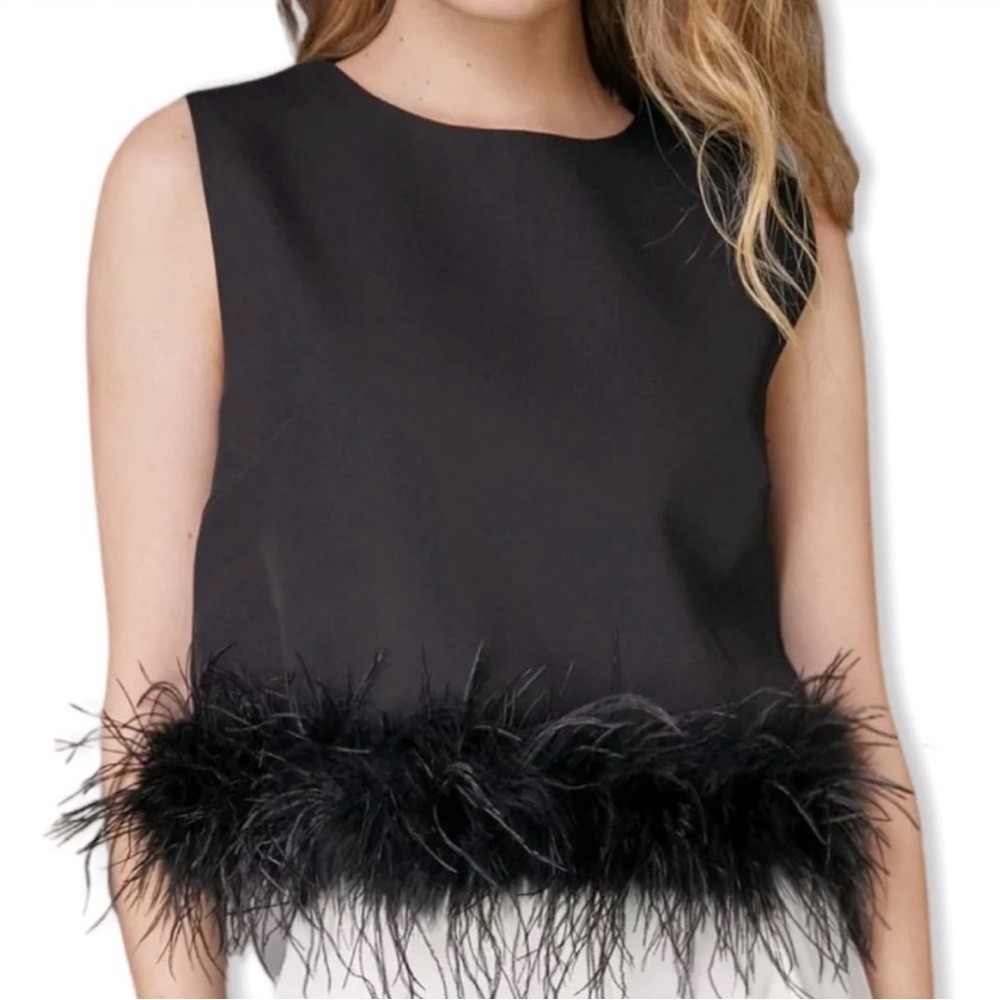 La Ros black top with feathers NWT boutique top